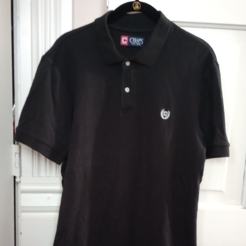 CHAPS Classic Black Cotton Polo Shirt for Men